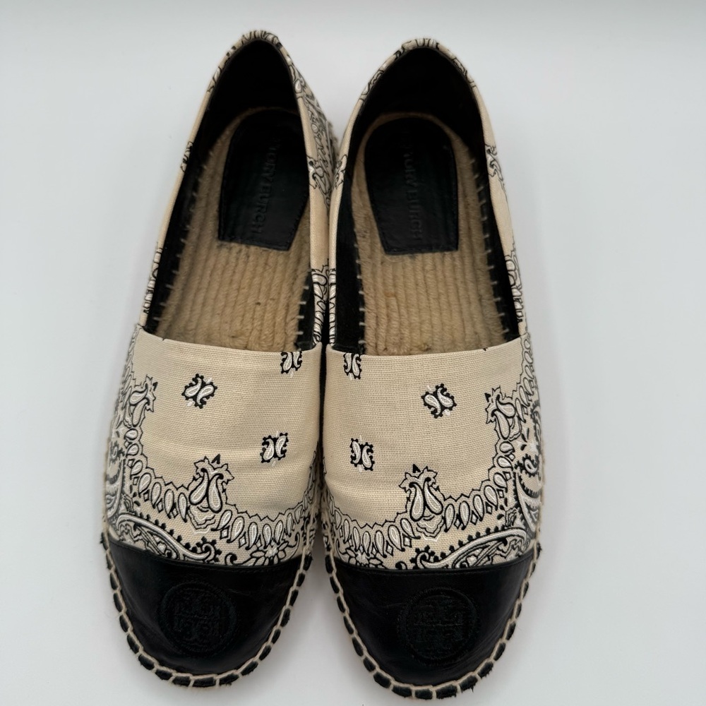 Tory Burch Black and Cream Espadrilles - Picture 2 of 16